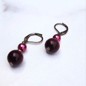 NWOT Purple bead dangle earrings w/ silver post